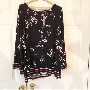 NWT The Limited 2X Floral knit black, red top